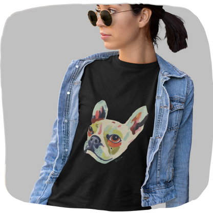 T-shirt en coton bio - Imprimé d'une tête de chien