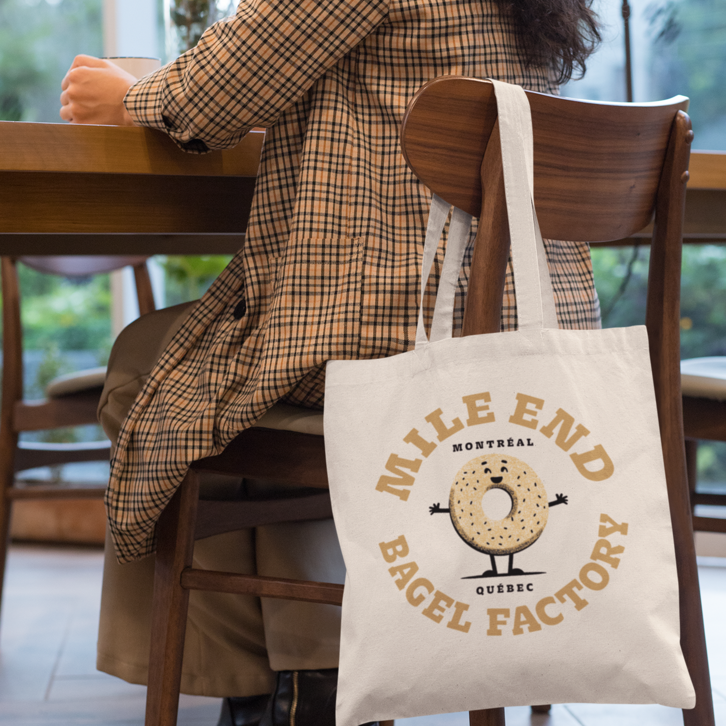Sac tote en coton bio  - Imprimé bagel souvenir de Montréal
