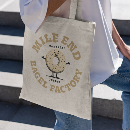 Sac tote en coton bio  - Imprimé bagel souvenir de Montréal