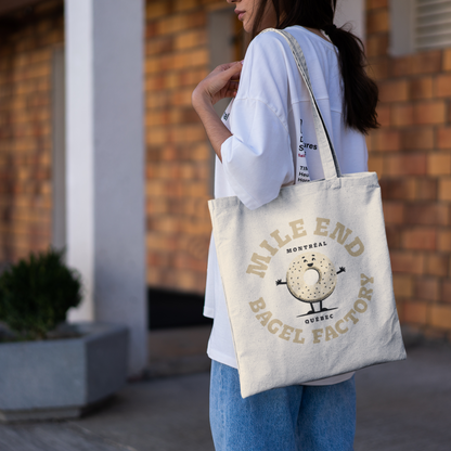 Sac tote en coton bio  - Imprimé bagel souvenir de Montréal