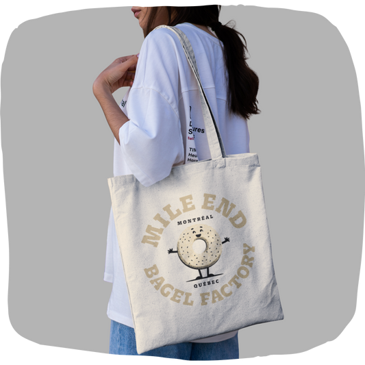 Sac tote en coton bio  - Imprimé bagel souvenir de Montréal