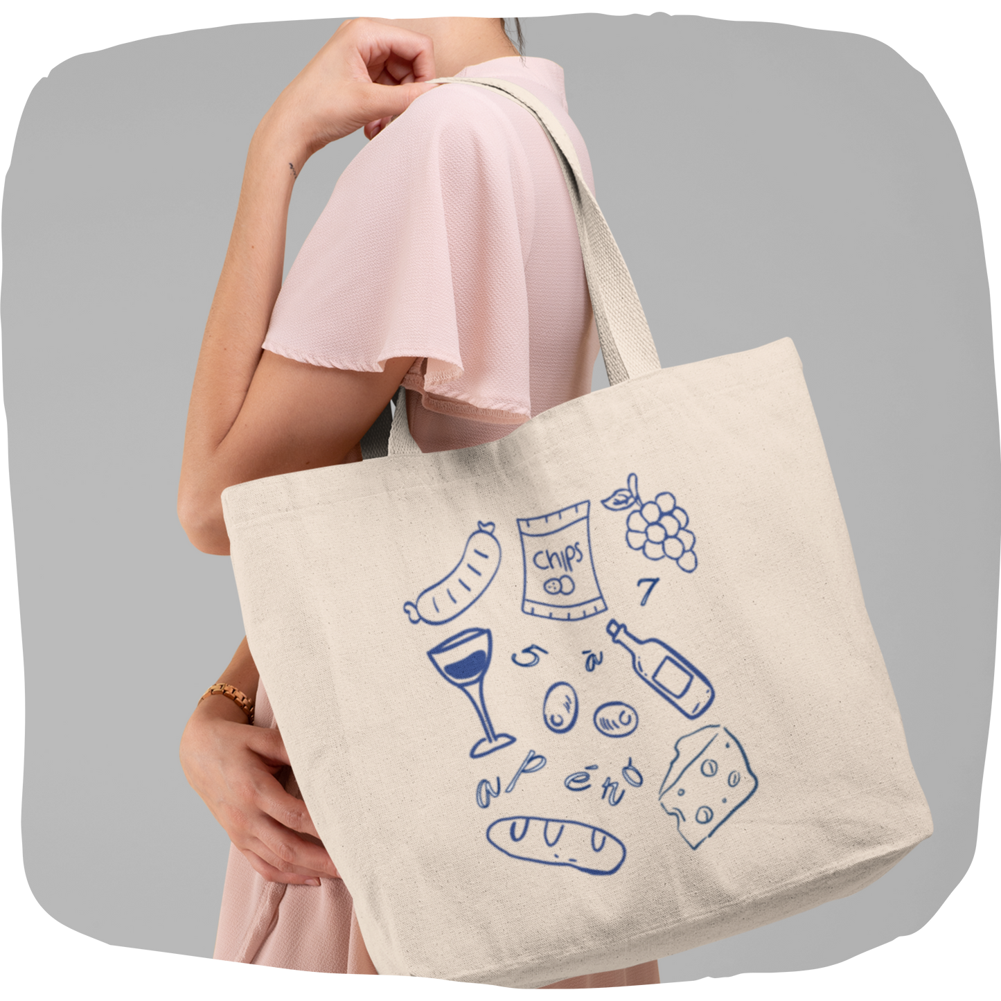 Sac tote beige en coton éthique - Apéro