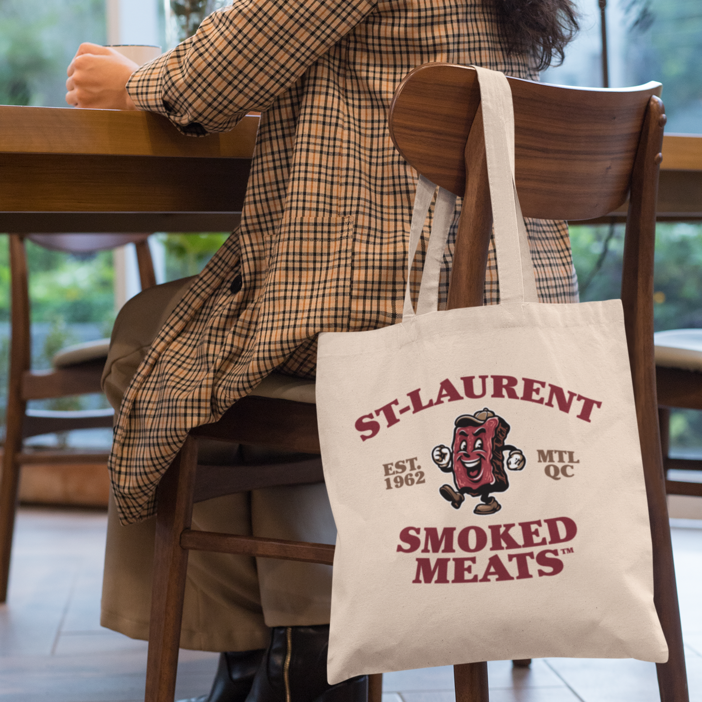 Sac tote en coton bio - Imprimé smoked meat souvenir de Montréal