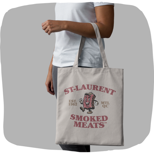 Sac tote en coton bio - Imprimé smoked meat souvenir de Montréal