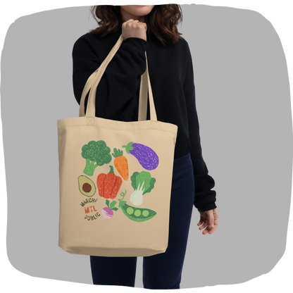 Sac tote beige en coton bio – Marché publique Montréal