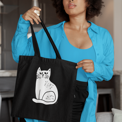 Sac tote en coton bio - Imprimé minimaliste de chat