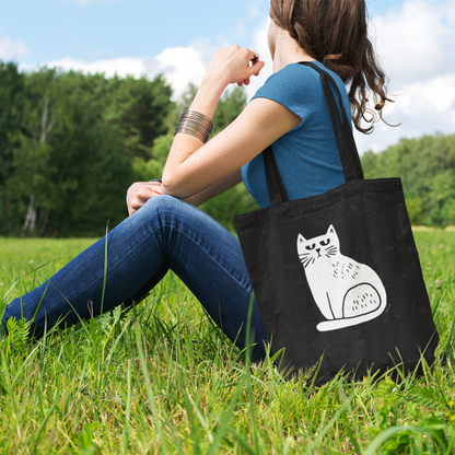 Sac tote en coton bio - Imprimé minimaliste de chat
