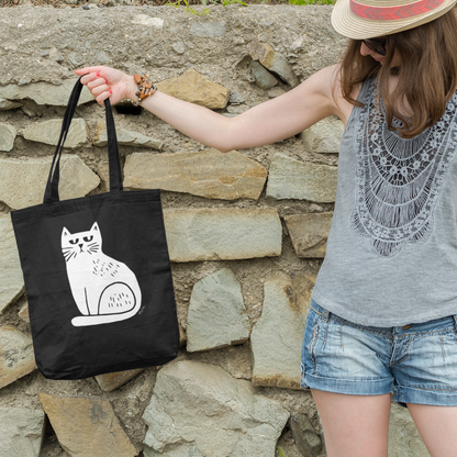 Sac tote en coton bio - Imprimé minimaliste de chat