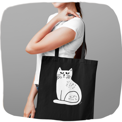 Sac tote en coton bio - Imprimé minimaliste de chat
