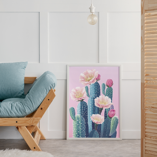 Poster imprimé écolo d'un cactus en fleurs