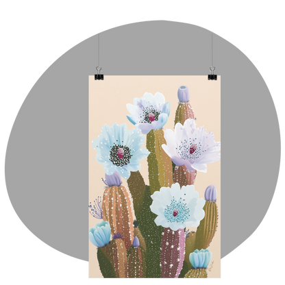 Poster imprimé écolo d'un cactus en fleurs