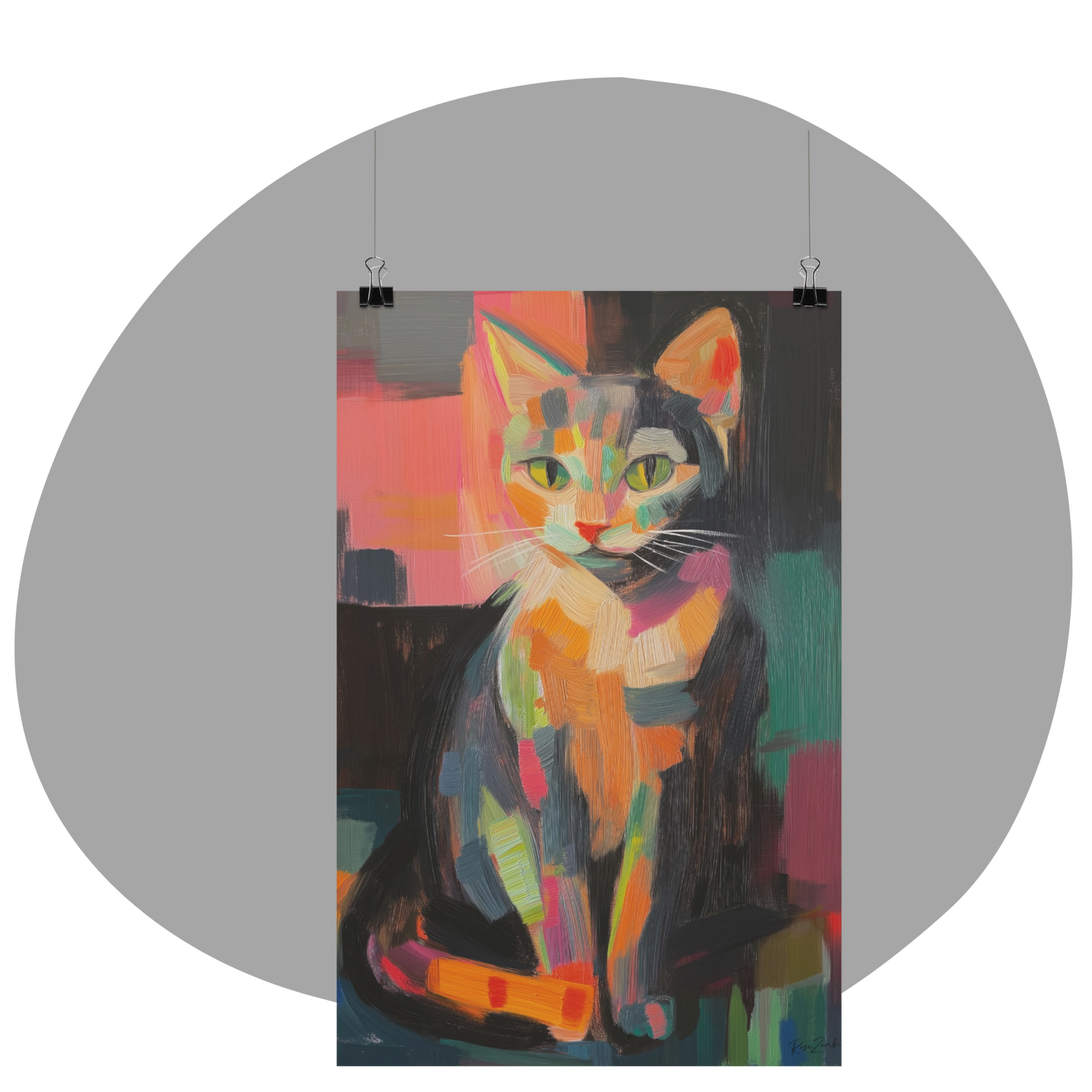 Poster imprimé style peinture d'un chat