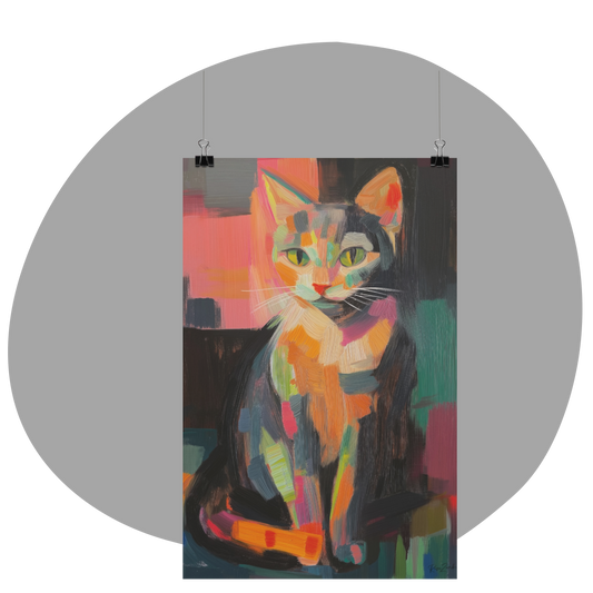 Poster imprimé style peinture d'un chat