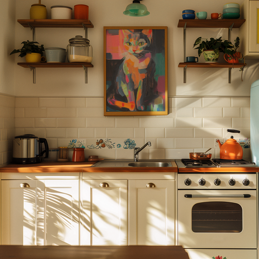 Poster imprimé style peinture d'un chat