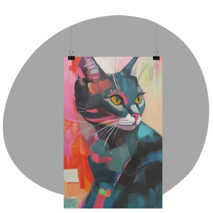 Poster imprimé style peinture d'un chat