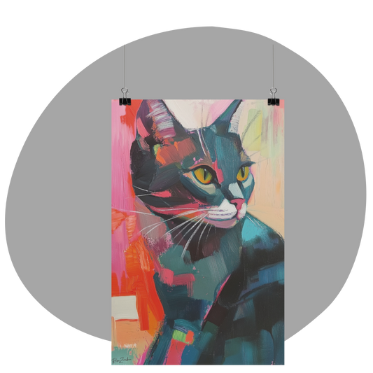 Poster imprimé style peinture d'un chat