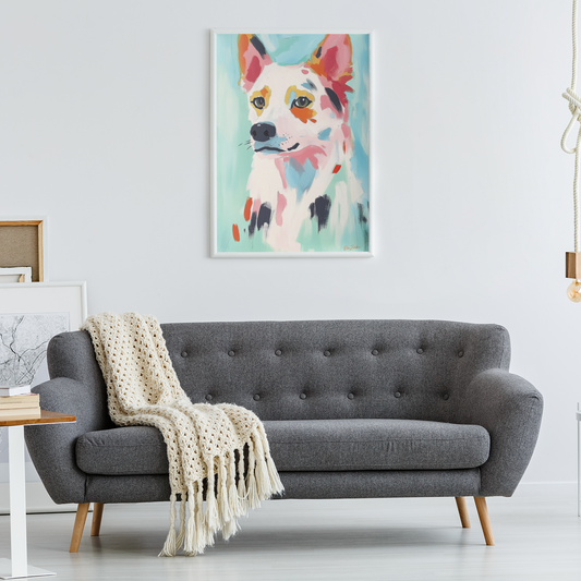 Printed poster in painting style of a dog