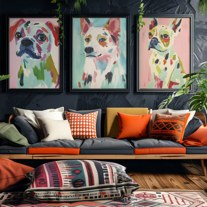 Poster imprimé style peinture d'un chien