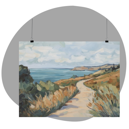 Poster imprimé écolo en style peinture - Paysage bord de mer