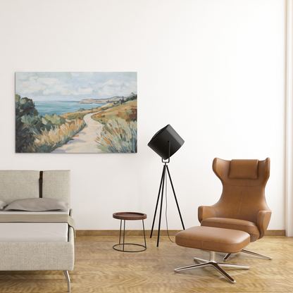 Poster imprimé écolo en style peinture - Paysage bord de mer
