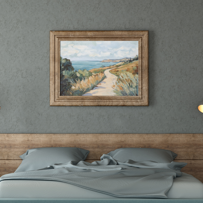 Poster imprimé écolo en style peinture - Paysage bord de mer