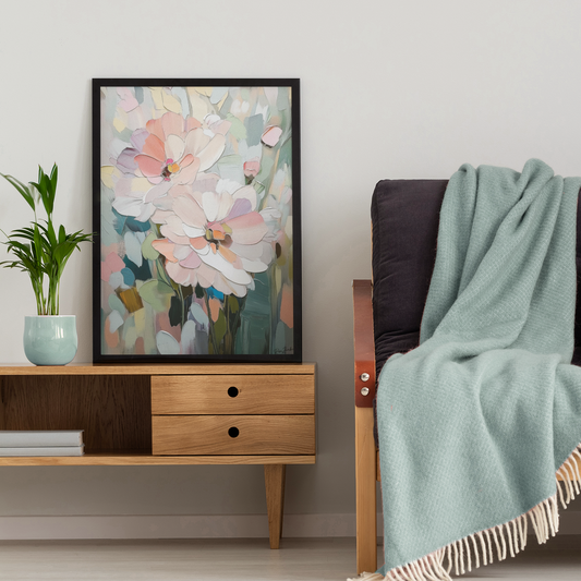 Printed poster of an impressionist-style floral illustration