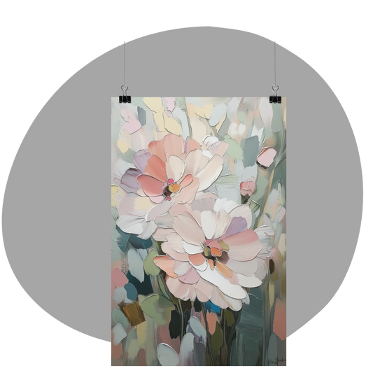 Poster imprimé d'une illustration florale de style impressioniste