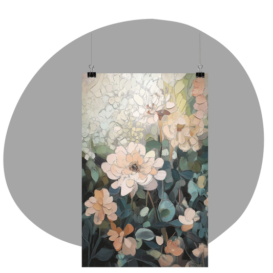 Poster imprimé d'une illustration florale de style impressioniste