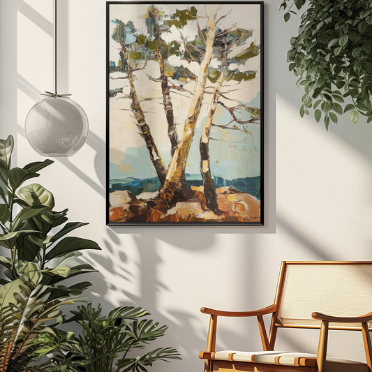 Poster imprimé d'un paysage illustrant des arbres - Style impressioniste