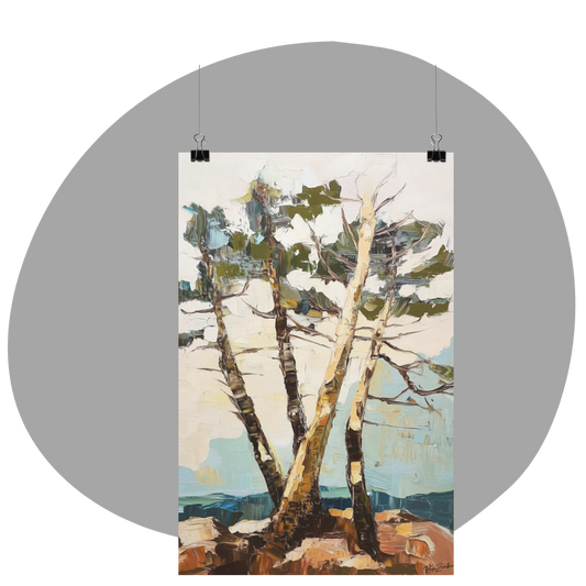Poster imprimé d'un paysage illustrant des arbres - Style impressioniste