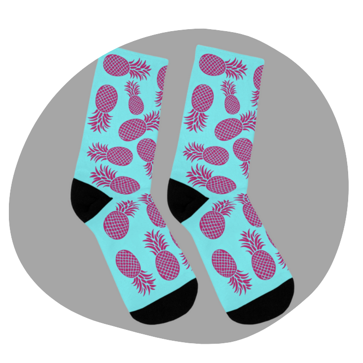 Chaussettes écolo - Motif tropical d'ananas - rose zombie