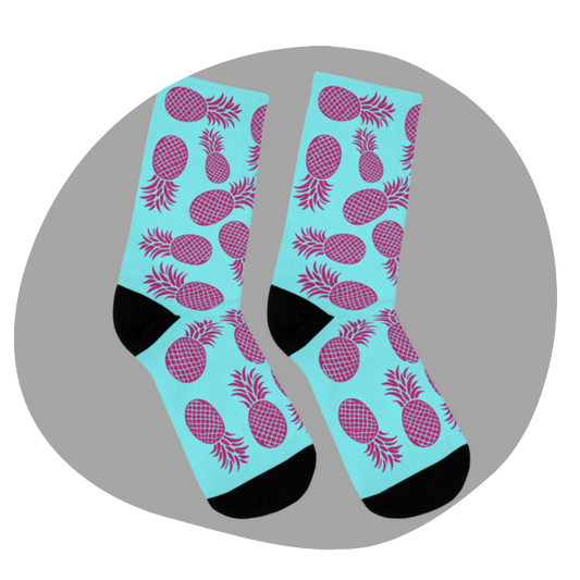 Chaussettes écolo - Motif tropical d'ananas - rose zombie
