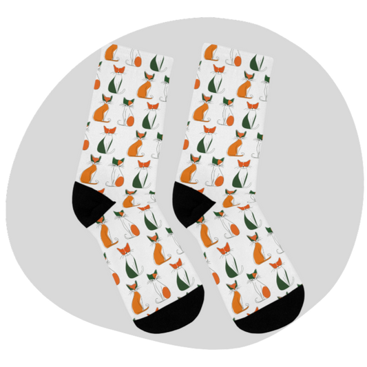 Chaussettes écolo - Motif de chats - rose zombie