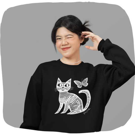 Pull en coton écolo - Imprimé de chat