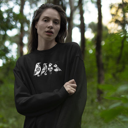 Pull en coton durable – Motif d'oiseaux géométriques