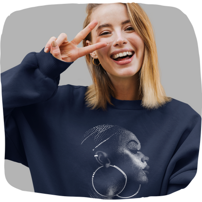 Pull en coton écolo – Portrait artistique de femme créole