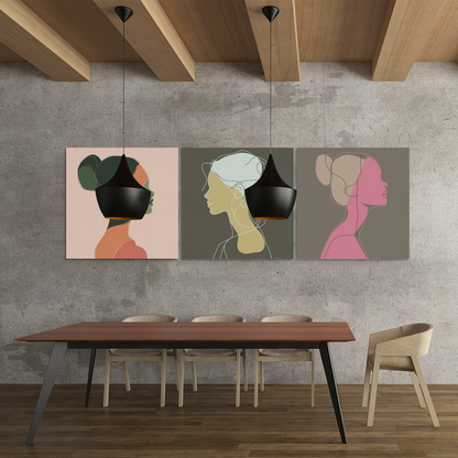 Póster impreso ecológico: Perfil de mujer dibujado con líneas