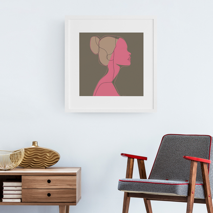 Póster impreso ecológico: Perfil de mujer dibujado con líneas