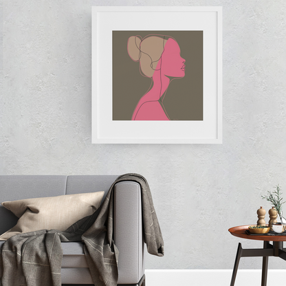 Póster impreso ecológico: Perfil de mujer dibujado con líneas