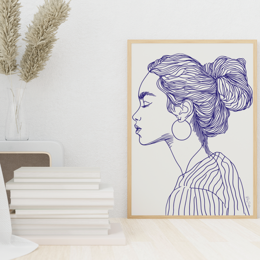 Affiche déco rose zombie, dessin silhouette femme éco-responsable, style minimaliste, intérieur moderne