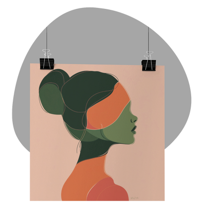 Poster imprimé écolo série Lori - Profil de femme - rose zombie