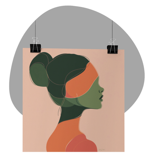 Poster imprimé écolo série Lori - Profil de femme - rose zombie