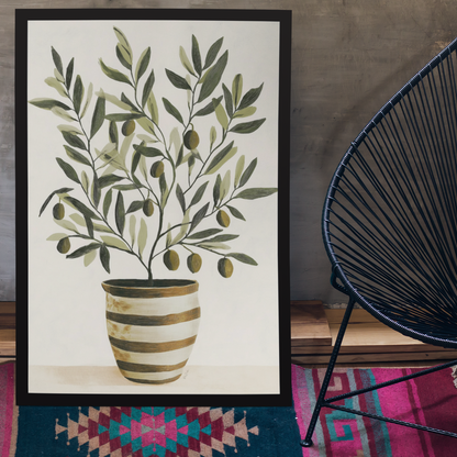 Cartel impreso de un olivo.