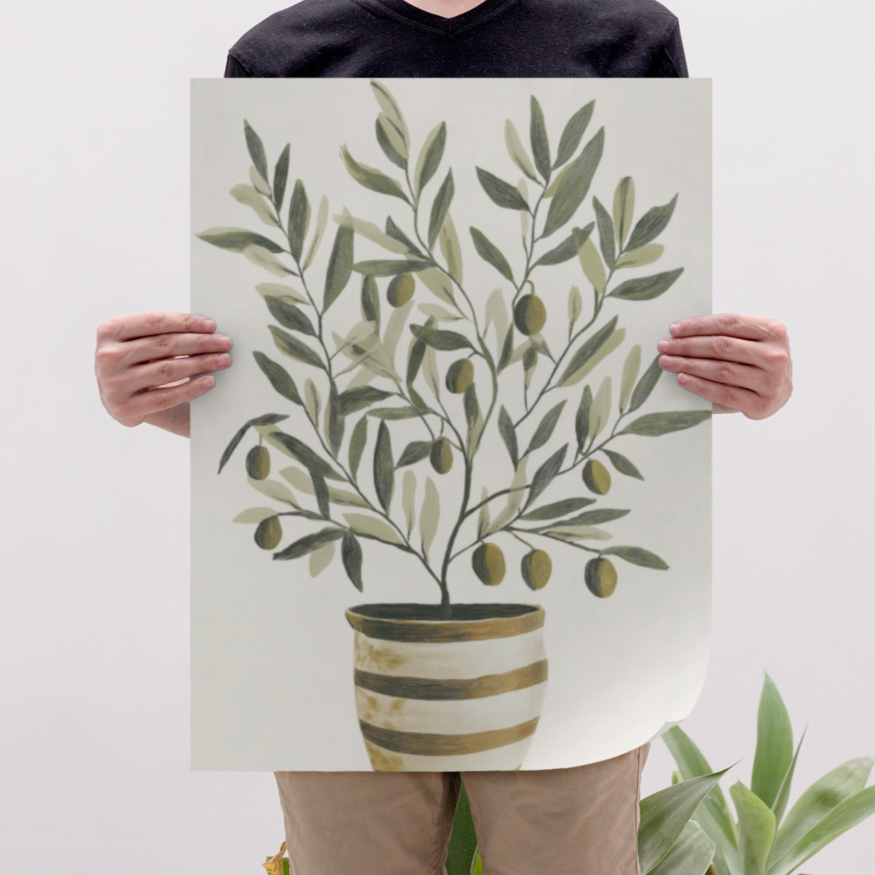 Cartel impreso de un olivo.