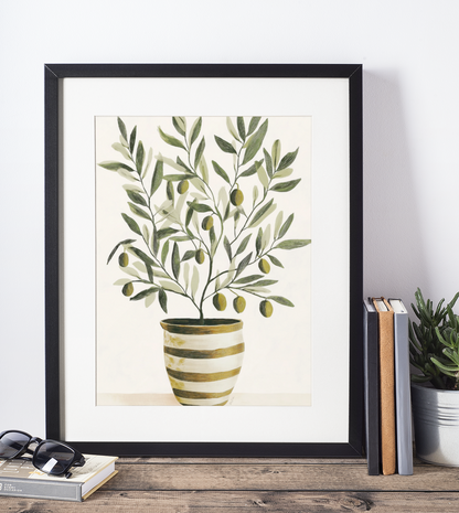 Cartel impreso de un olivo.