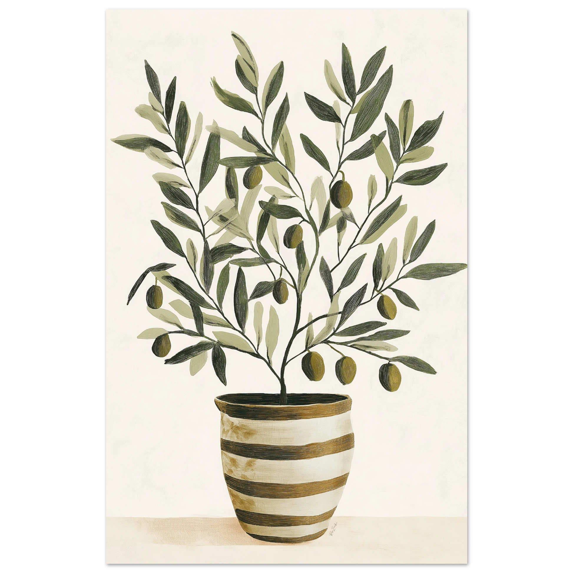 Ecofriendly painting-style poster olive plant