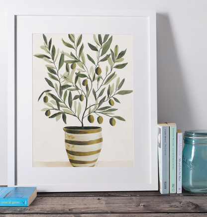 Cartel impreso de un olivo.