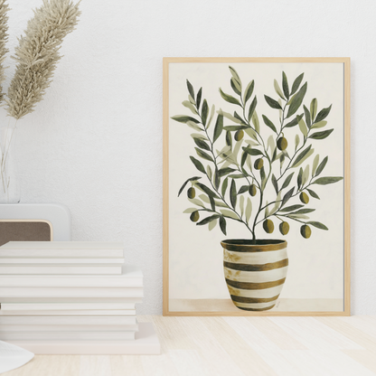 Cartel impreso de un olivo.