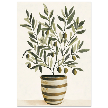 Ecofriendly painting-style poster olive plant
