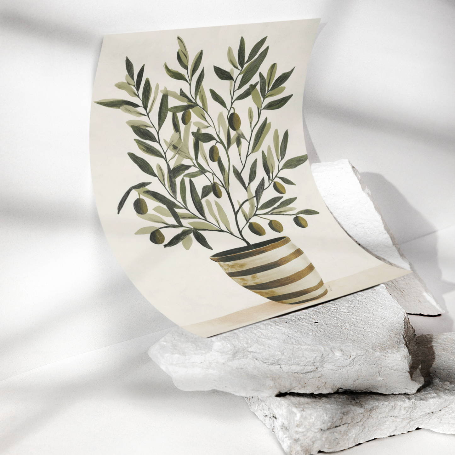 Cartel impreso de un olivo.